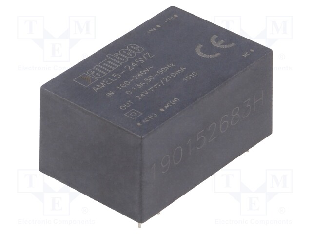 Converter: AC/DC; 5W; Uout: 24VDC; Iout: 0.21A; 81%; Mounting: PCB