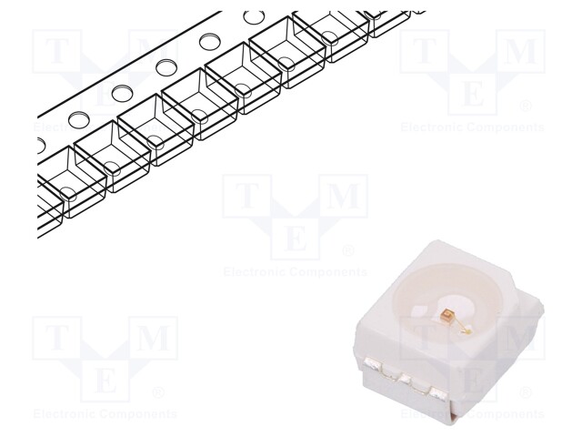 LED; SMD; 3528,PLCC2; green; 11.2mcd; 3.5x2.8x1.9mm; 120°; 2.2÷2.6V