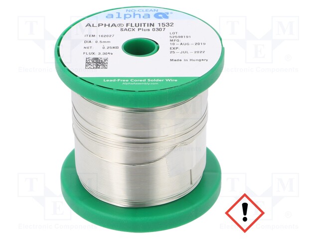 Soldering wire; Sn99Ag0,3Cu0,7; 0.5mm; 250g; lead free; 217÷228°C