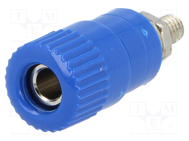 Socket; 4mm banana; 6A; 60VDC; Cutout: Ø6.2mm; blue; nickel plated