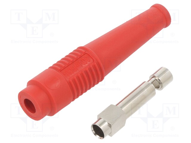 Socket; 4mm banana; 32A; 30VAC; 60VDC; 50mm; red; nickel plated