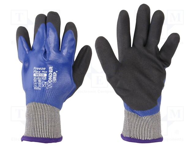 Protective gloves; Size: 10,XL; blue; latex,polyester