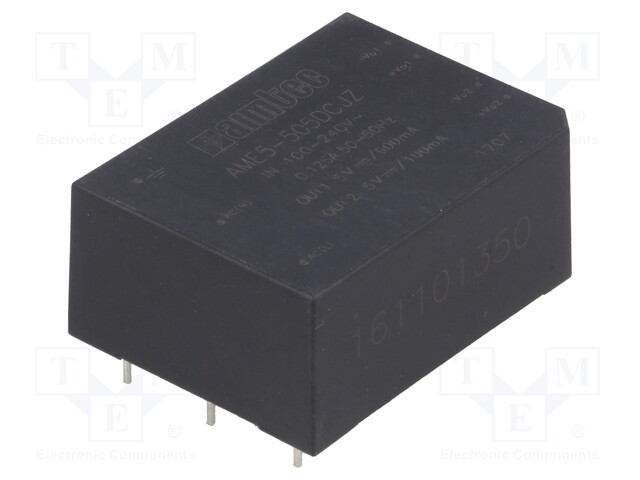 Converter: AC/DC; 5W; Uout: 5VDC; Iout: 0.9A; 71%; Mounting: PCB; 3kV