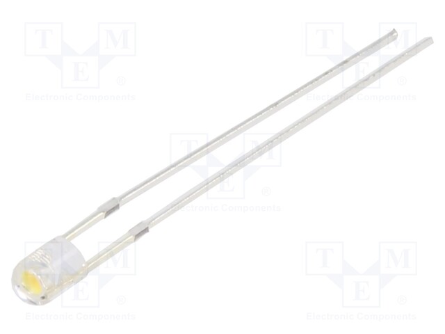 LED; 3mm; white warm; 1560÷2180mcd; 60°; Front: convex; 15V; 225mW