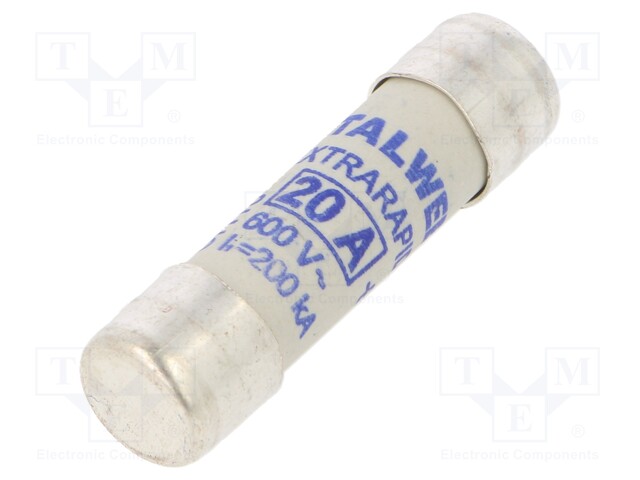 Fuse: fuse; aR; 20A; 600VAC; 10,3x38mm