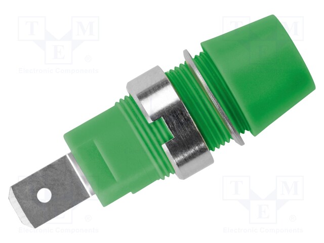 Socket; 4mm banana; 32A; 1kVDC; green; nickel plated; screw; 41mm