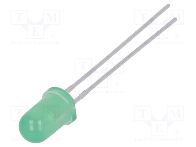 LED; 5mm; green; 70÷170mcd; 30°; Front: convex; No.of term: 2