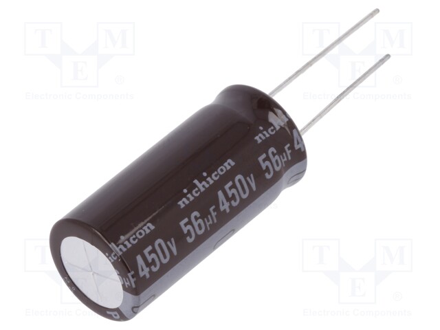 Capacitor: electrolytic; THT; 56uF; 450VDC; Ø16x35.5mm; ±20%; 5000h