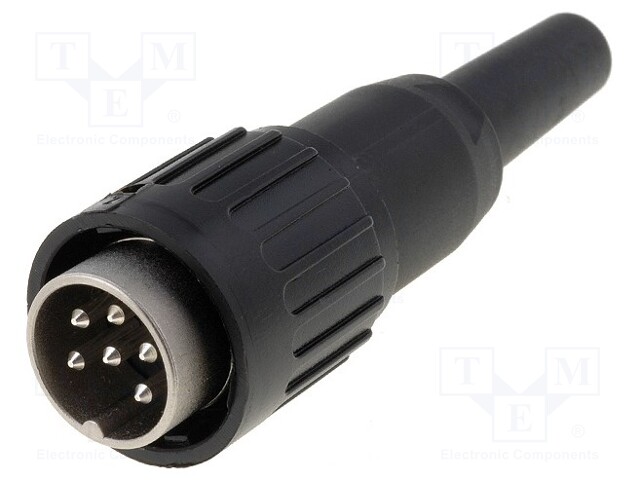Plug; DIN; male; PIN: 6; straight; for cable; soldering; 300V; 5A