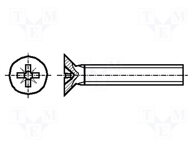 Screw; M4x25; DIN: 965A; Head: countersunk; Pozidriv; PZ2