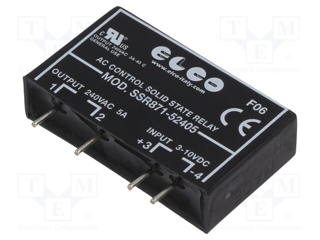 Relay: solid state; SPST-NO; Ucntrl: 3÷10VDC; 5A; 12÷275VAC