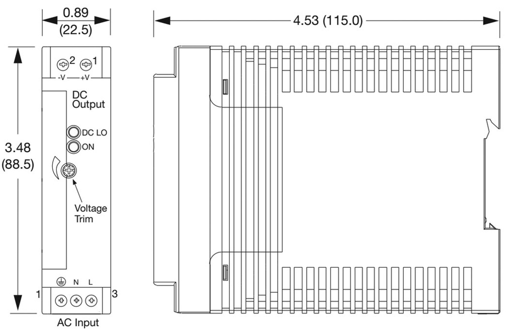 AC/DC DIN Rail Power Supply (PSU), ITE, 1 Output, 5 W, 12 VDC, 420 mA