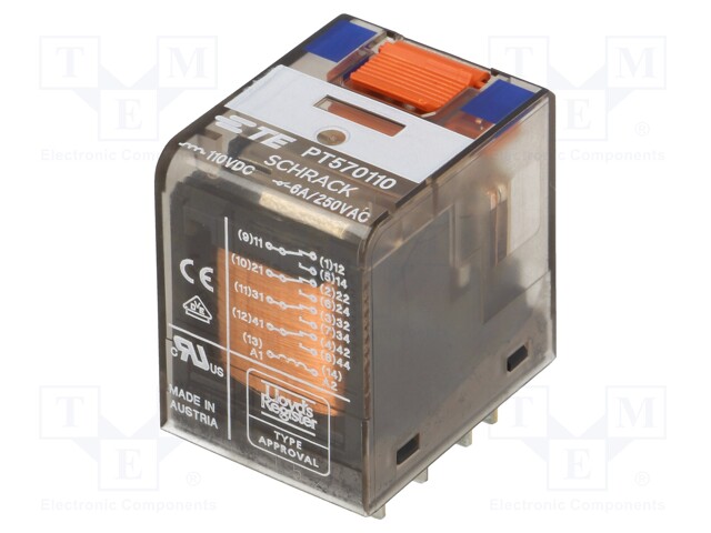 Relay: electromagnetic; 4PDT; Ucoil: 110VDC; 6A/250VAC; 6A/30VDC