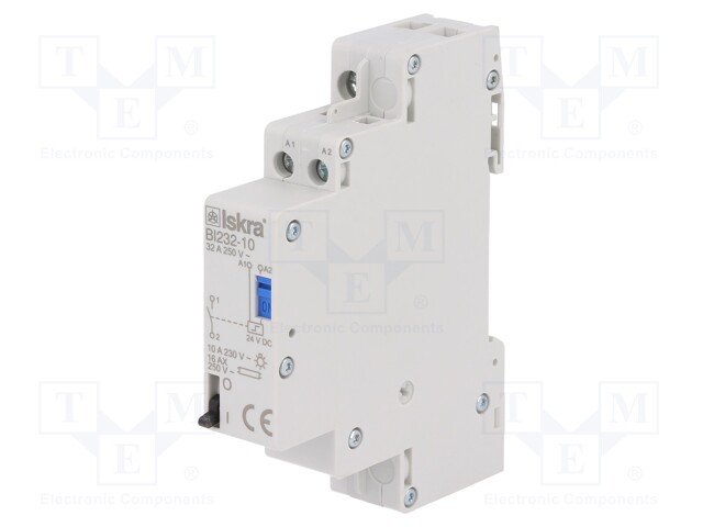 Relay: installation; bistable; NO; Ucoil: 24VDC; 17.6x90x65mm; 32A
