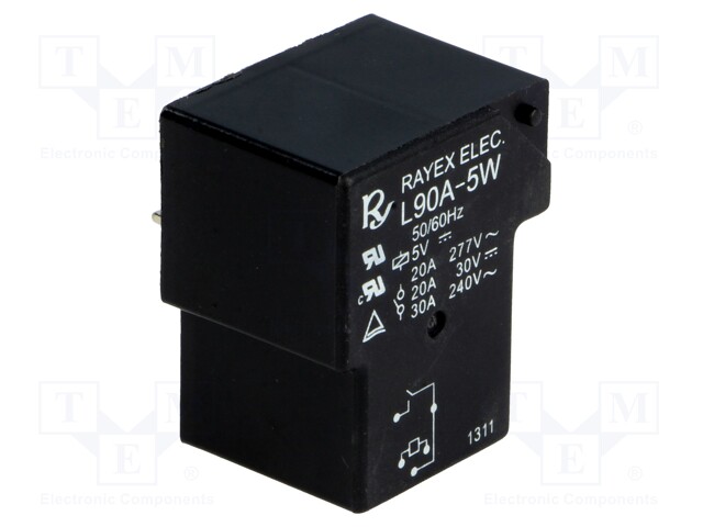 Relay: electromagnetic; SPST-NO; Ucoil: 5VDC; 30A; Series: L90