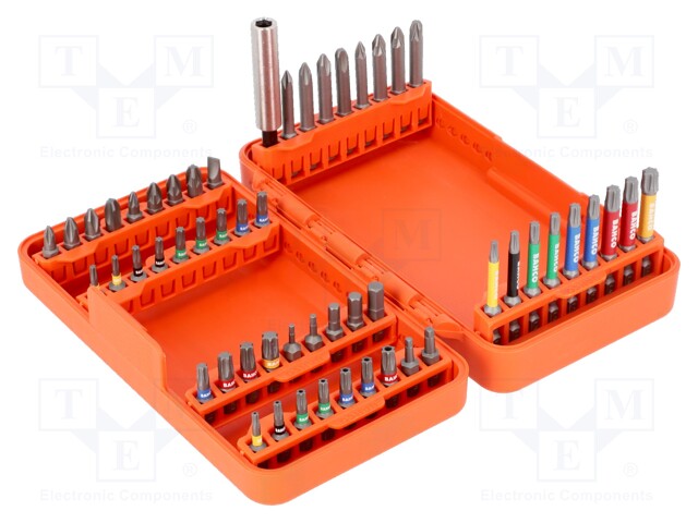 Kit: screwdriver bits; Kit: adapter 1/4" length 50 mm; 54pcs.