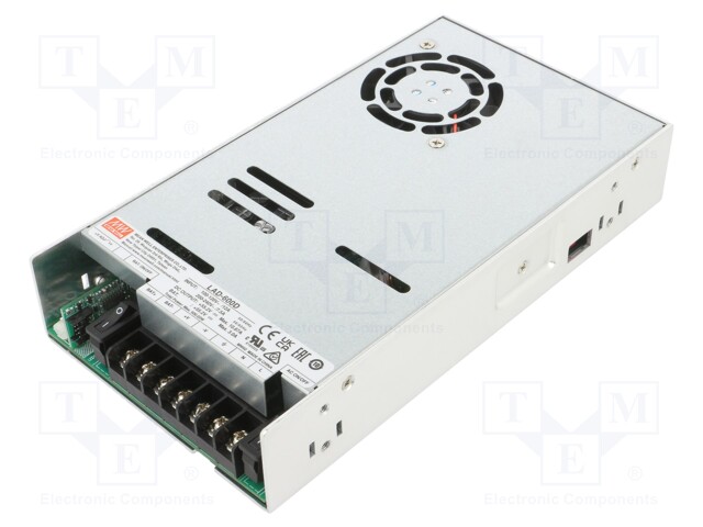 Power supply: switched-mode; buffer; 600W; 55.2VDC; 7.87A; OUT: 2