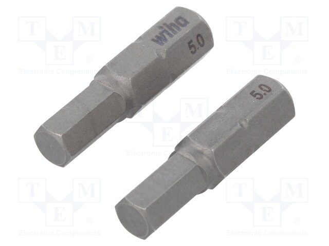 Screwdriver bit; Allen hex key; HEX 5mm; Overall len: 25mm; 2pcs.