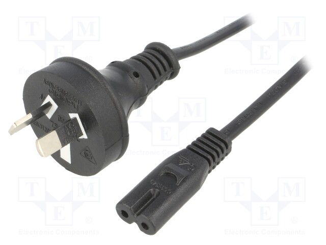 Cable; IEC C7 female,AS/NZS 3112 (I) plug; 1.8m; Sockets: 1; PVC