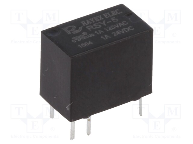 Relay: electromagnetic; SPDT; Ucoil: 5VDC; 0.5A/125VAC; 1A/24VDC
