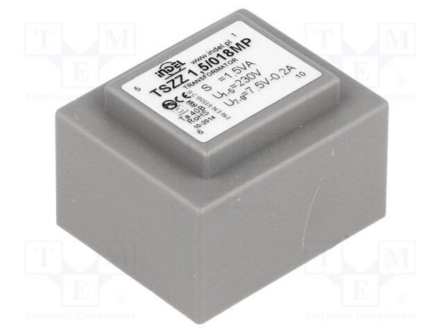 Transformer: encapsulated; 1.5VA; 230VAC; 7.5V; 0.16A; IP00; 90g