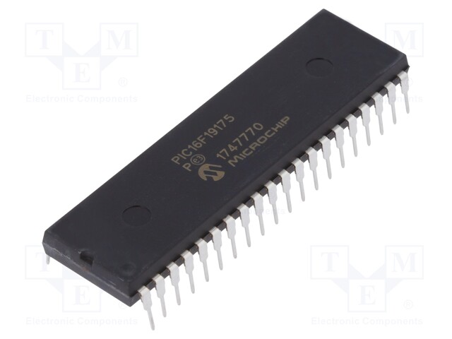 PIC microcontroller; Memory: 14kB; SRAM: 1024B; EEPROM: 256B; THT