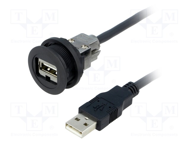 USB socket; 22mm; har-port; -25÷70°C; Ø22.3mm; IP20; Colour: black