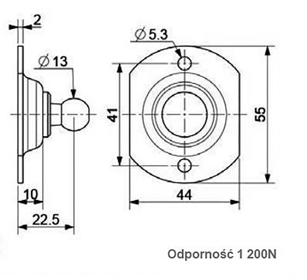 Mounting element for gas spring; Mat: zinc plated steel; 13mm