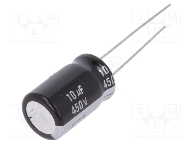 Capacitor: electrolytic; THT; 10uF; 350VDC; Ø12.5x20mm; Pitch: 5mm