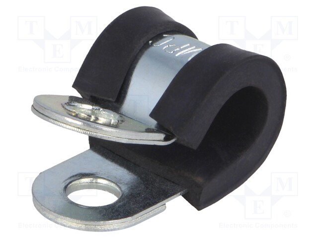 Fixing clamp; ØBundle : 9mm; W: 15mm; steel; Cover material: EPDM