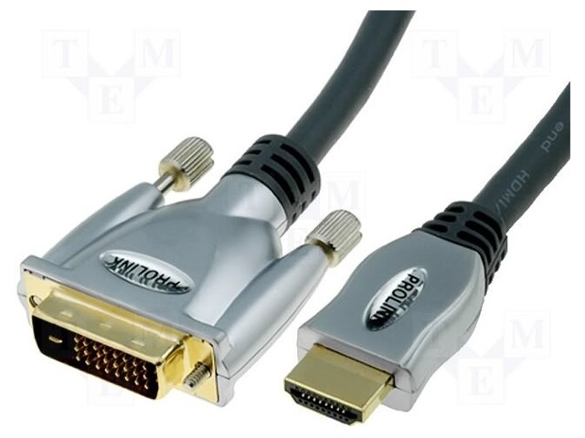 Cable; DVI-D (18+1) plug,HDMI plug; 5m