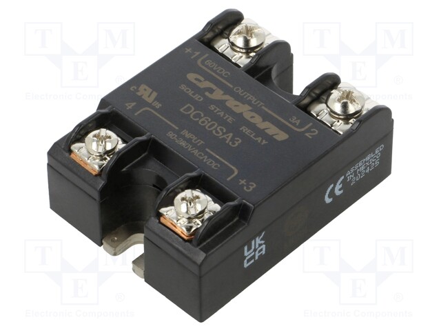 Relay: solid state; Ucntrl: 90÷280VDC; Ucntrl: 90÷280VAC; 3A; IP00