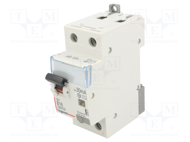 RCBO breaker; Inom: 16A; Ires: 30mA; Max surge current: 250A; 400V