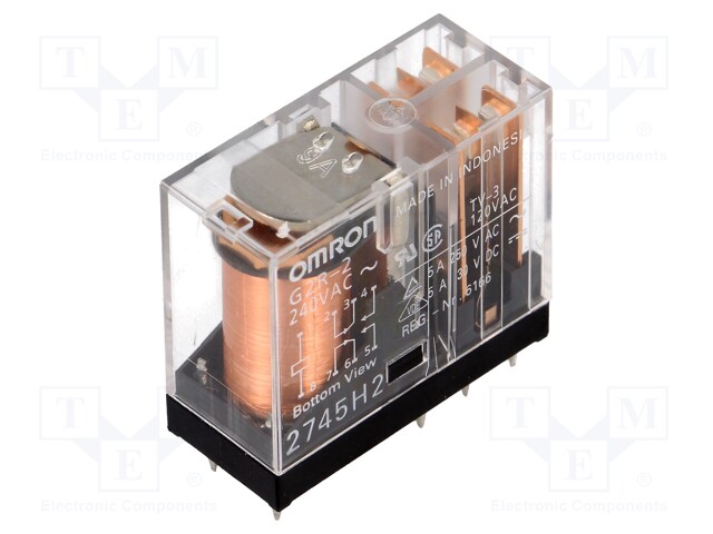 Relay: electromagnetic; DPDT; Ucoil: 240VAC; 5A/250VAC; 5A/30VDC