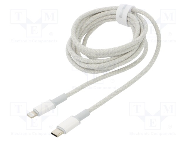 Cable; USB 2.0; Apple Lightning plug,USB C plug; 2m; white; 20W