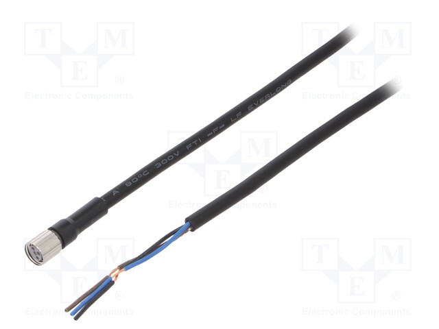 Connection lead; M8; PIN: 3; straight; Len: 10m; plug; 1A; -10÷80°C