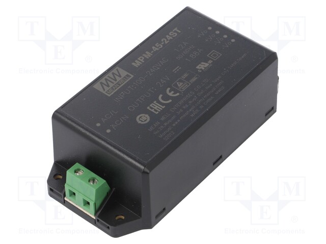 Power supply: switched-mode; modular; 45W; 24VDC; 109x52x33.5mm