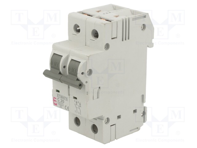 Circuit breaker; 230/400VAC; Inom: 20A; Poles: 2; DIN; Charact: C