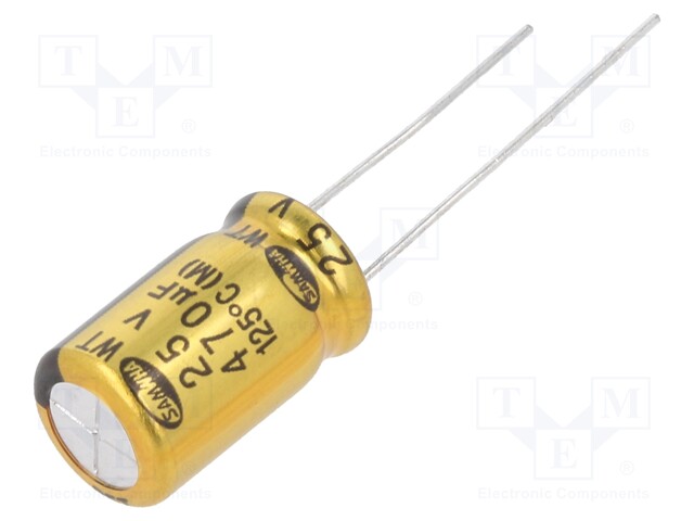 Capacitor: electrolytic; THT; 470uF; 25VDC; Ø10x16mm; ±20%; 5000h