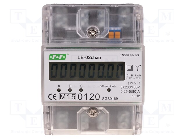 Electric energy meter; digital,mounting; for DIN rail mounting