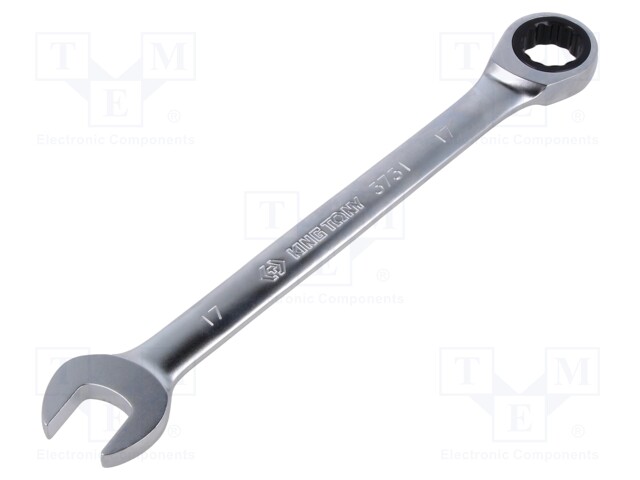 Wrench; combination spanner,with ratchet,with joint; 17mm