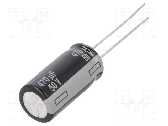 Capacitor: electrolytic; THT; 470uF; 50VDC; 5mm; ±20%; 2000h; 530mA