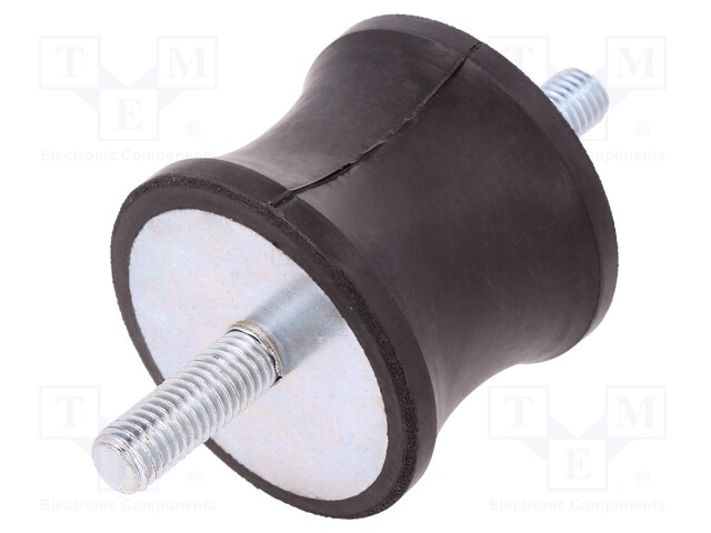 Vibration damper; M10; Ø: 55mm; rubber; L: 45mm; Thread len: 28mm