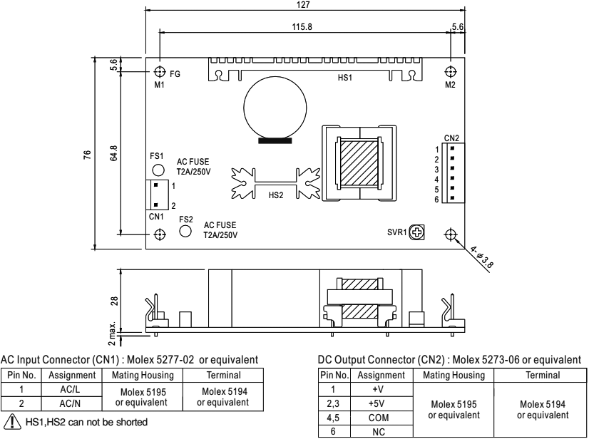 Power supply: switched-mode; 43.5W; 127÷370VDC; 90÷264VAC; OUT: 3