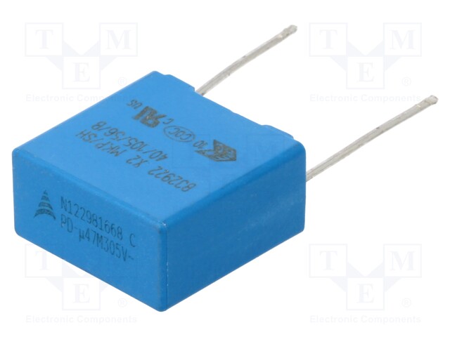 Safety Capacitor, 0.47 µF, X2, B32922C Series, 305 V, Metallized PP