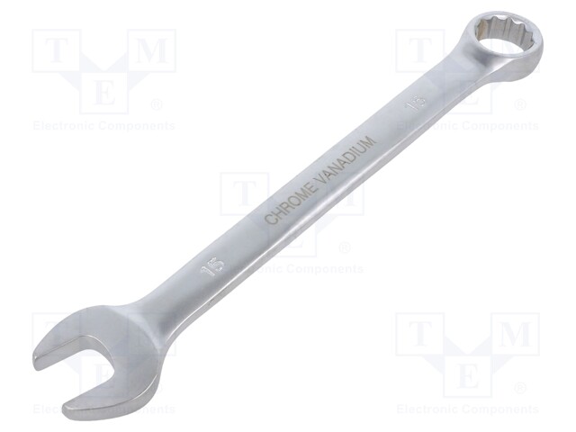 Wrench; combination spanner; 15mm; Chrom-vanadium steel; satin