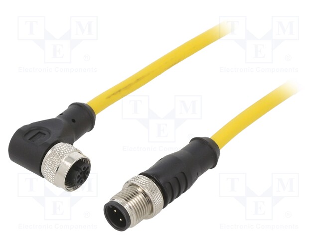 Connection lead; M12; PIN: 4; 10m; plug; 250VAC; 4A; PVC; IP68; 250VDC