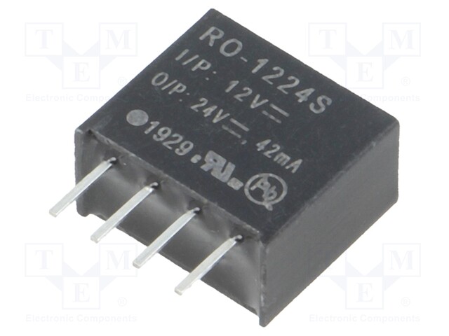 Converter: DC/DC; 1W; Uin: 10.8÷13.2V; Uout: 24VDC; Iout: 42mA; SIP4