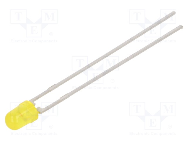 LED; 3mm; yellow; 1.6÷10mcd; 30°; Front: convex; Pitch: 2.54mm