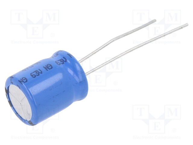 Capacitor: electrolytic; 47uF; 63VDC; Ø10x12mm; ±20%; -40÷85°C